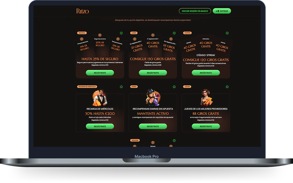 Ritzo Casino promociones y recompensas diarias